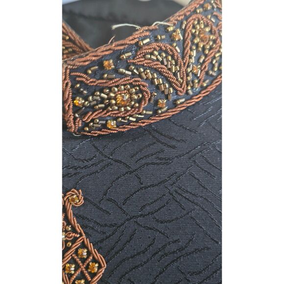 Georgio Armani Hand Beaded Gold/Bronze Formal Groom/ Men Sherwani Wedding Black - Picture 3 of 8